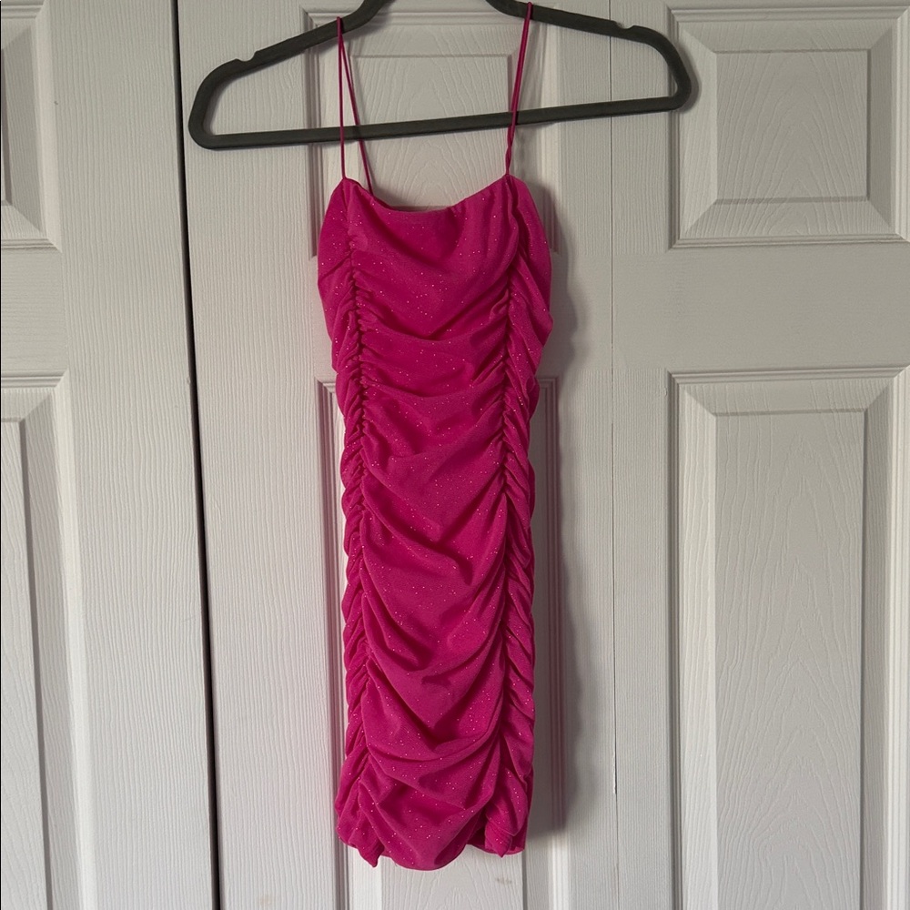 Chic Fuchsia Ruched Mini Dress